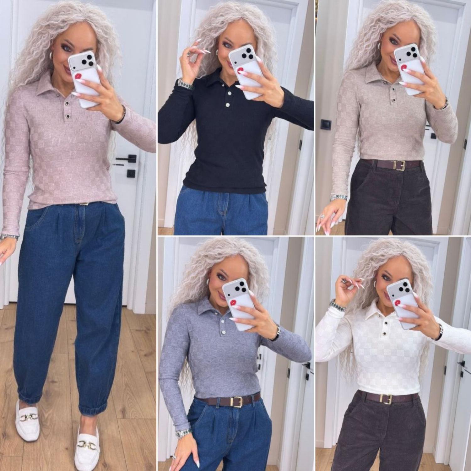 Стильная женская базовая кофта-поло ...